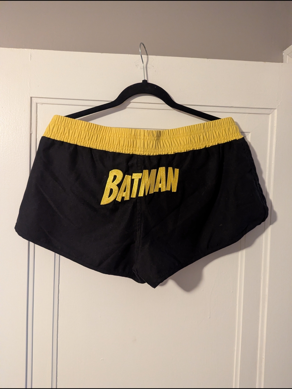DC Comics Black Athletic Shorts with Yellow Waistband & Batman Logo - Picture 4 of 5